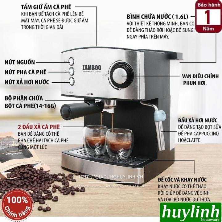 Combo máy pha cafe Espresso Zamboo ZB-88CF + Máy xay cà phê 100GR - Hàng chính hãng