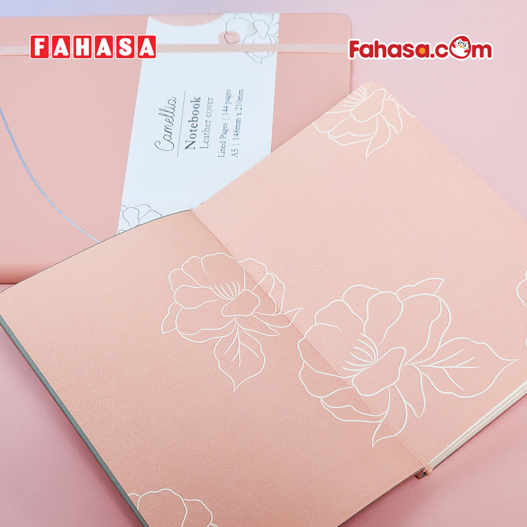 Sổ Da Bìa Cứng Camellia A6 - Kẻ Ngang - 120 Trang 100gsm - The Sun - Pretty Pink