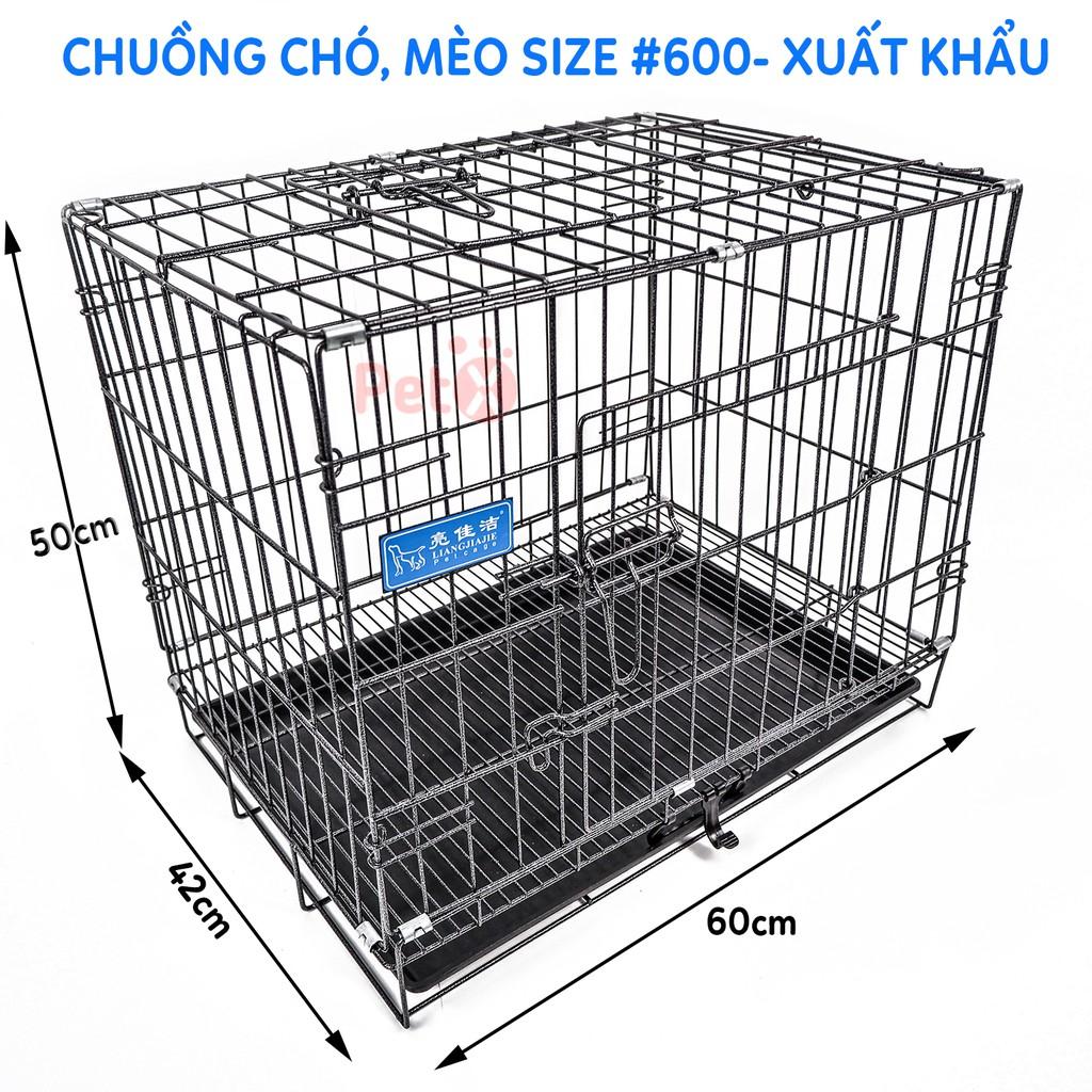 Chuồng chó mèo sơn tĩnh điện nan to dầy cao cấp chất lượng bản xuất khẩu hai cửa 600