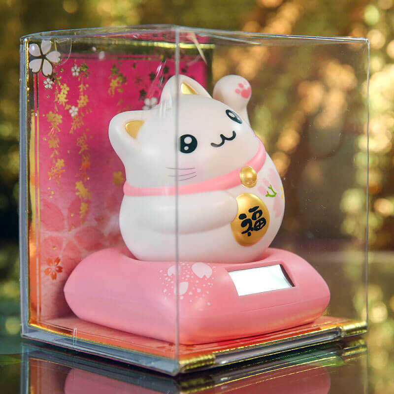 Mèo May Mắn Maneki Neko Nhật Bản 2023 Tự Động Vẫy Tay Chiêu Gọi Phúc Tài Pin Năng Lượng Ánh Sáng Hamart