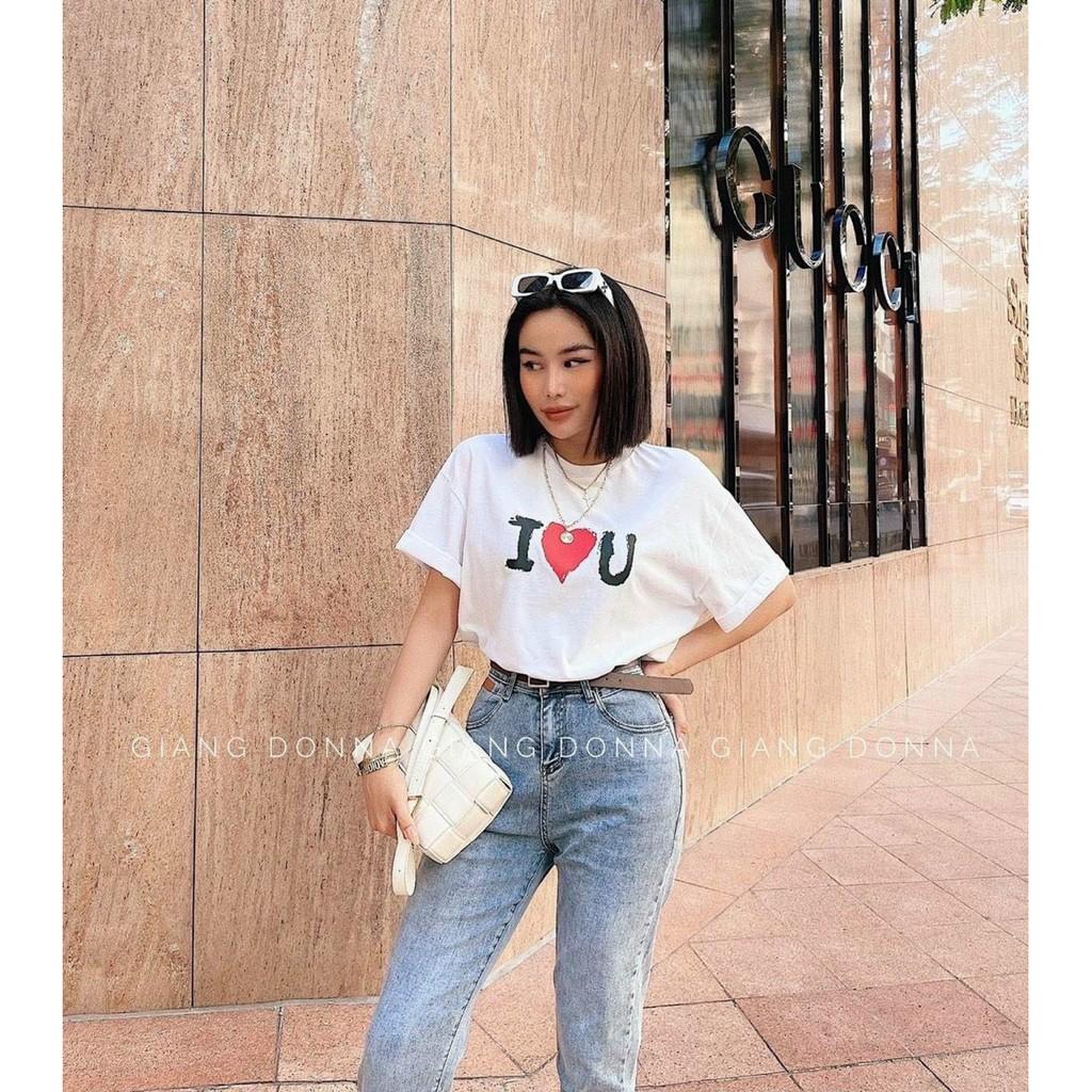 Áo Phông Nữ Tay Lỡ Tim Đỏ Đơn Giản