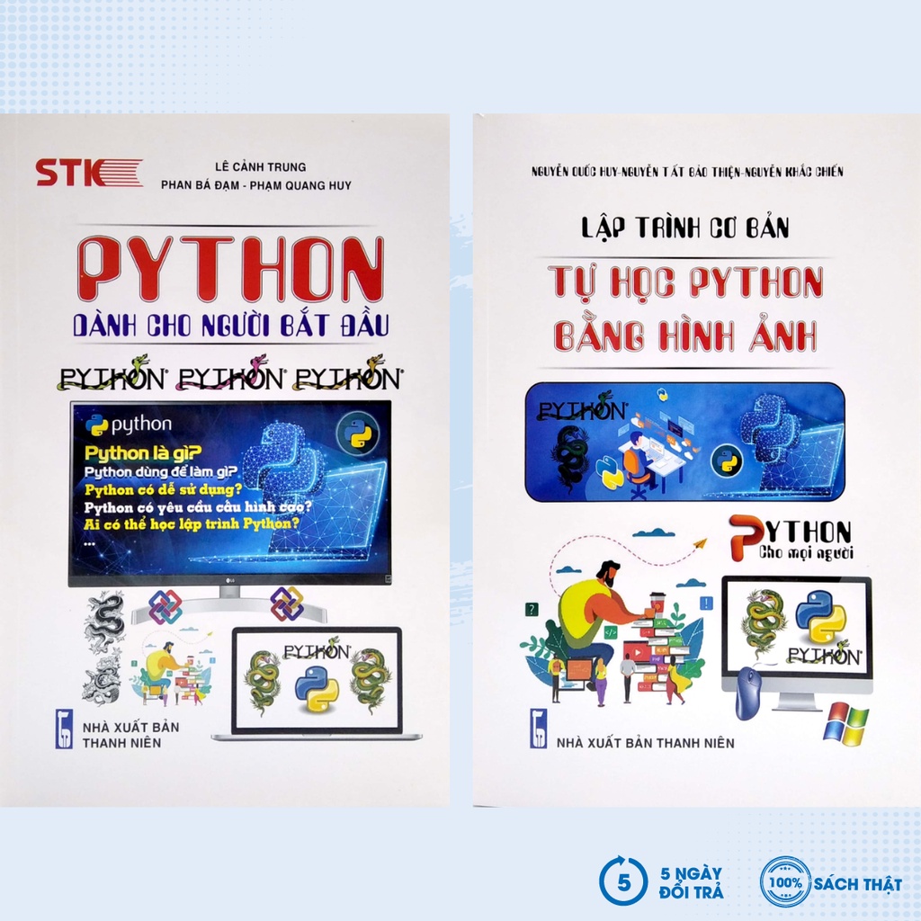 Sách - Combo 2 Cuốn: PYTHON Dành Cho Người Bắt Đầu + Lập Trình Cơ Bản - Tự Học PYTHON Bằng Hình Ảnh (STK)