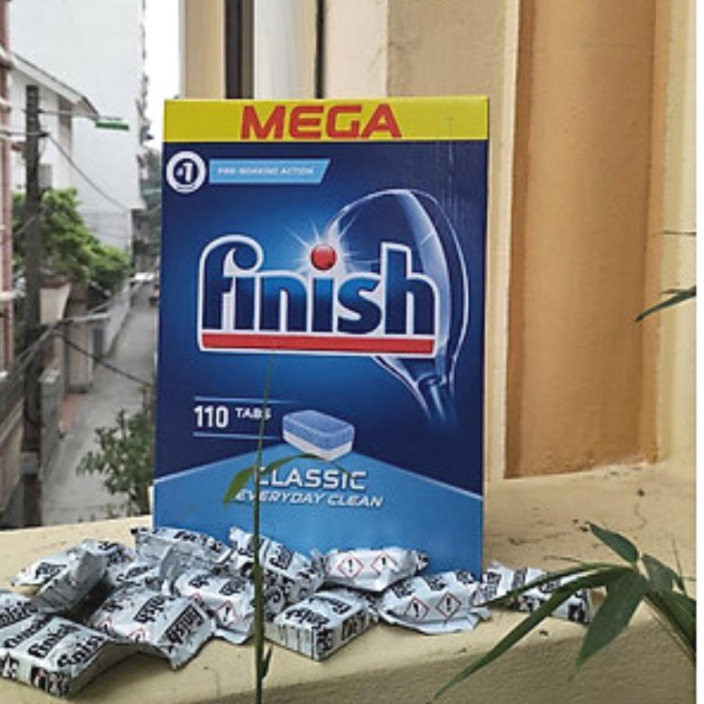 Viên rửa bát Finish Megaback Đức 110 tabs 3 màu với 3 chức năng có powerball