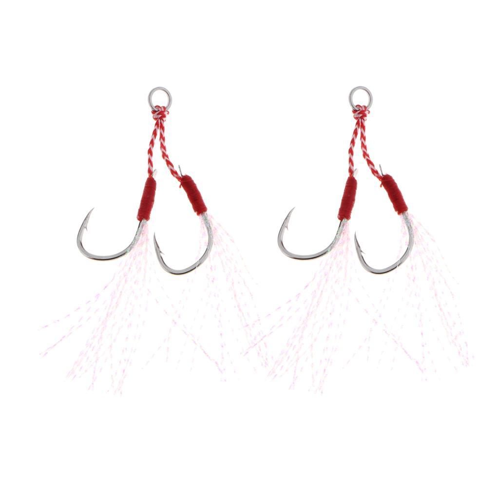 2pcs Stainless Steel Assist Hooks Sea Fishing Jigging Barbed Hooks 11