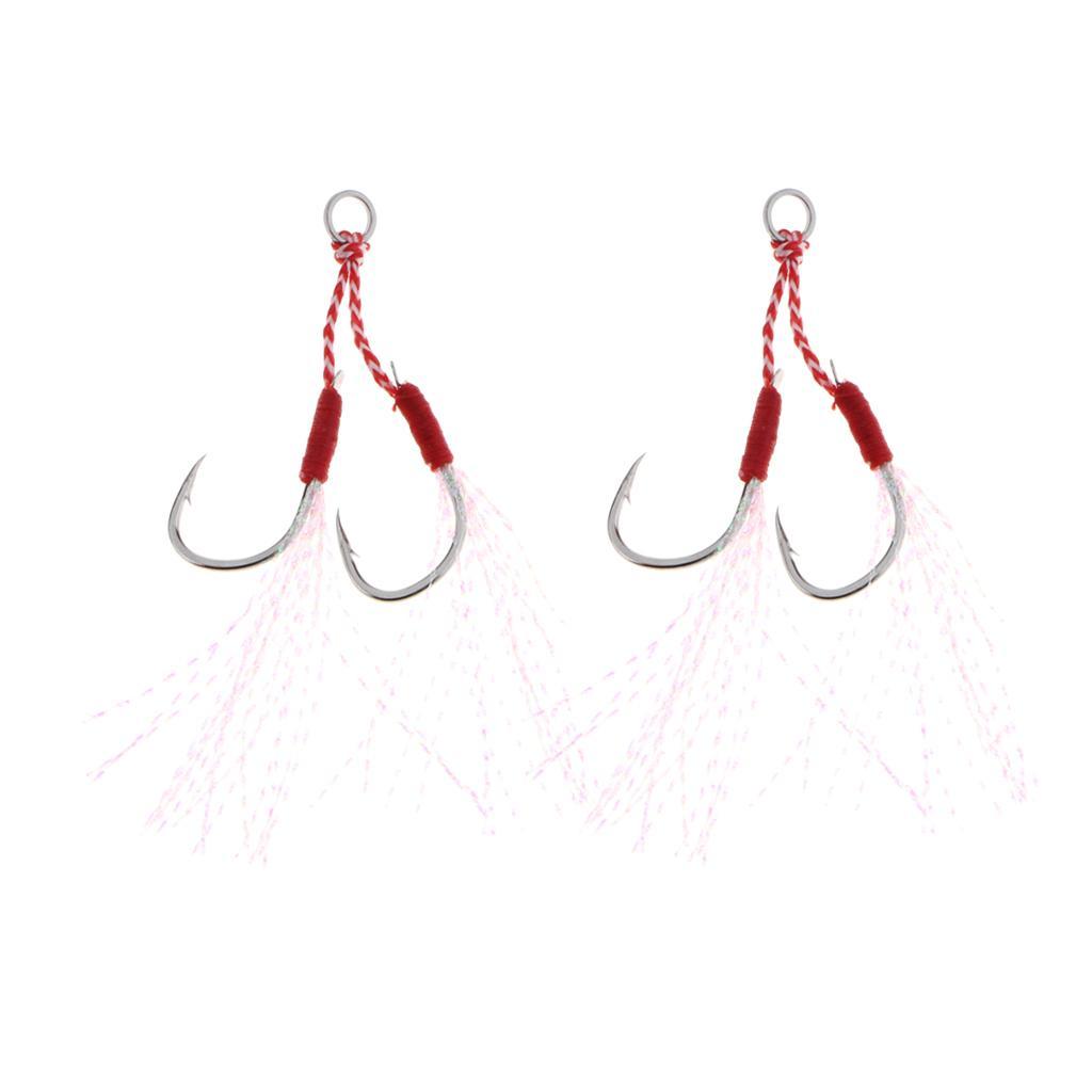 2x 2pcs Super Sharp Fishing Assist Hooks Saltwater Sea Fishing Tackle Jigging Barbed Hook 11#-17#