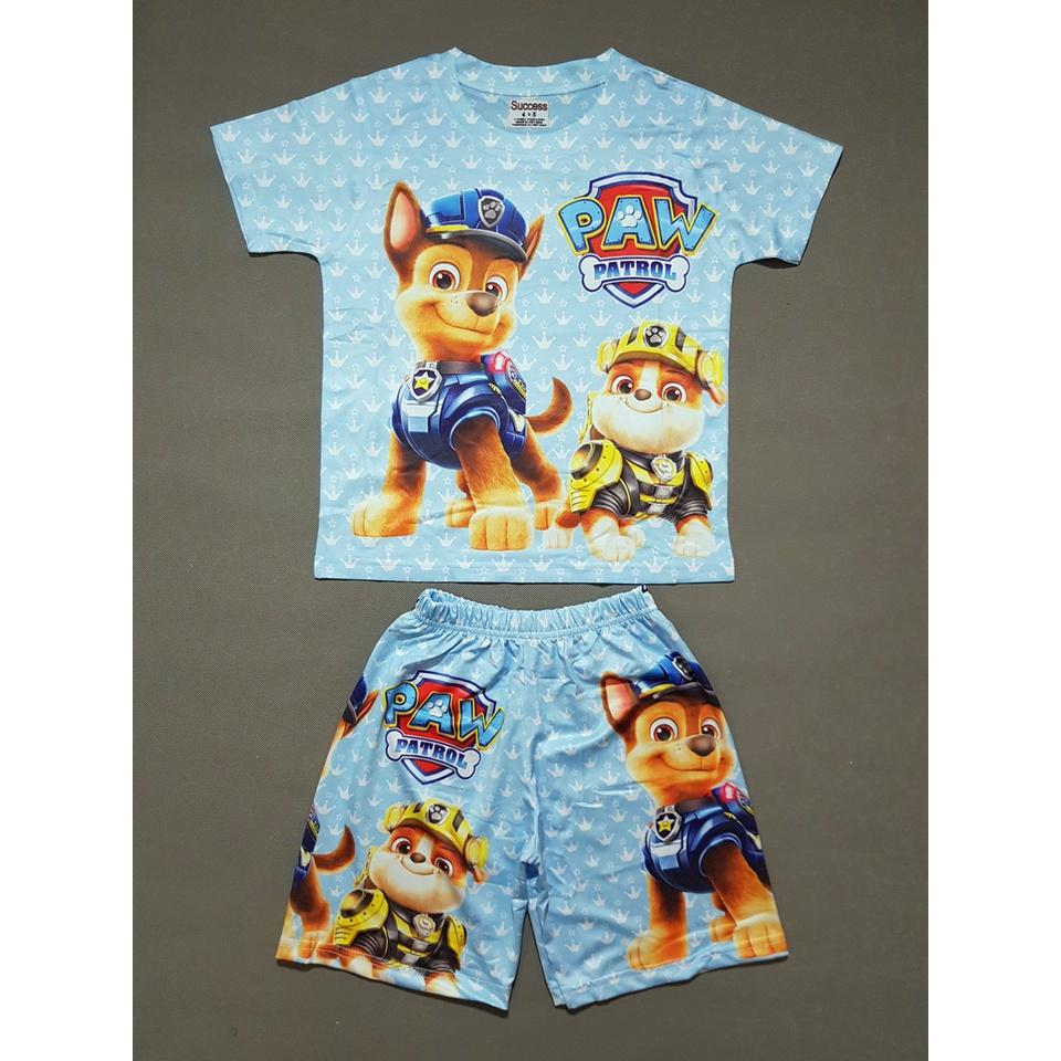 Bộ thun cotton lạnh mềm mát loại 1 họa tiết paw patrol spiderman siêu nhân bé trai