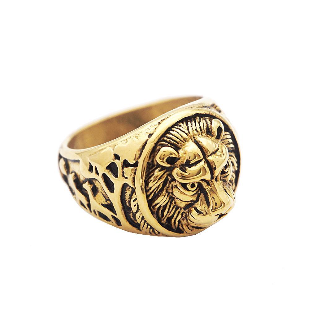 Lion  Stainless  Head Rings Punk Gothic
