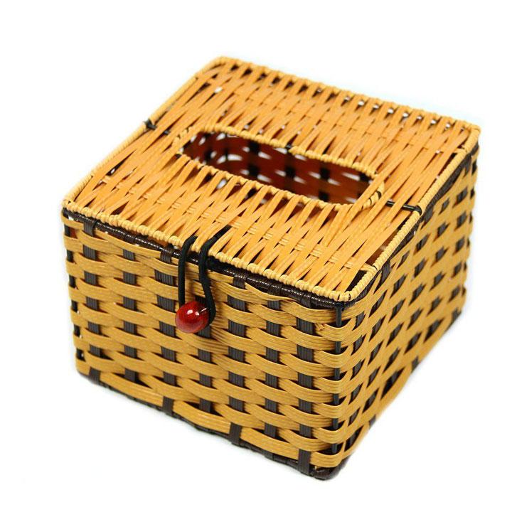 Hộp Đựng Khăn Giấy Bằng Nhựa Giả Mây  Vuông Có Nắp