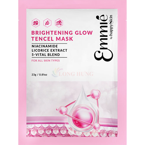 Mặt nạ vải sinh học Emmié by HappySkin Brightening Glow Tencel Mask giúp dưỡng trắng da chiết xuất cam thảo (1 miếng) - Hàng chính hãng