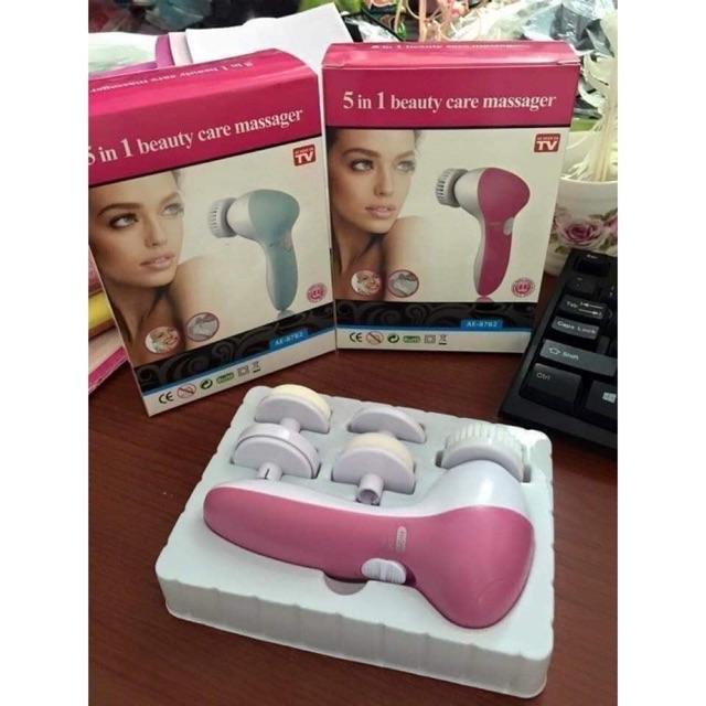 Máy rửa mặt 5in1 massager màu hồng trắng tiện lợi