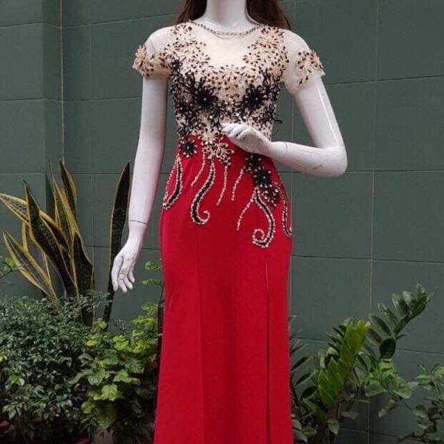 CÓ SIZE XL đến 64kg - Đầm Maxi body kết hoa nổi và kim sa SANG TRỌNG MS28YMM MM