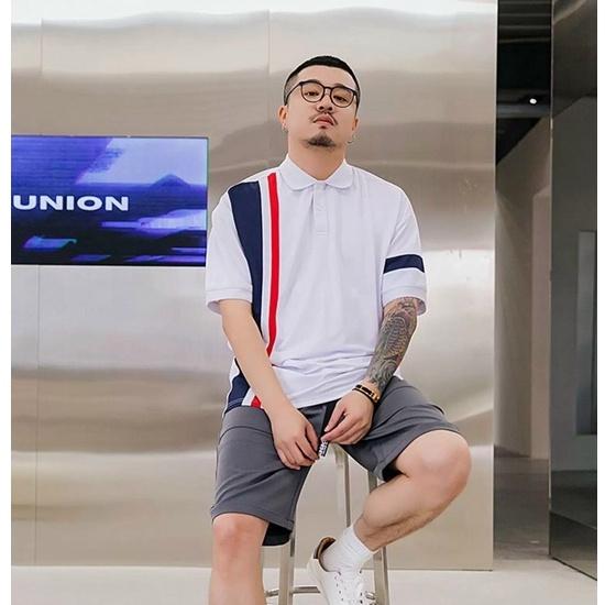 Áo polo, áo thun nam phối sọc from rộng phong cách hàn quốc