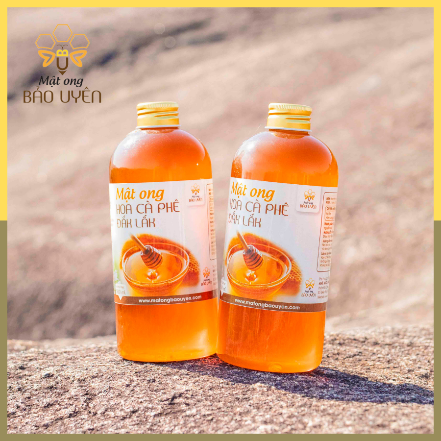 Combo 2 Chai Mật Ong Hoa Cà Phê Nguyên Chất Bảo Uyên 100% Tăng Cường Sức Đề Kháng Dung Tích 500ml