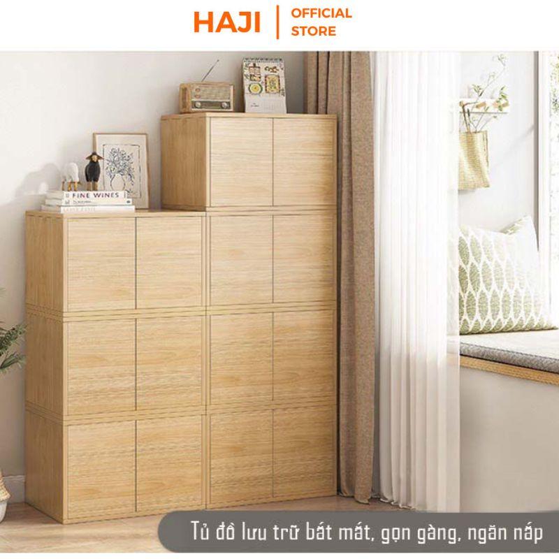 Tủ lưu trữ đồ đa năng HAJI, Hộc tủ gỗ đựng đồ có thể dùng làm ghế ngồi, tủ đầu giường thông minh tiện dụng A182/183