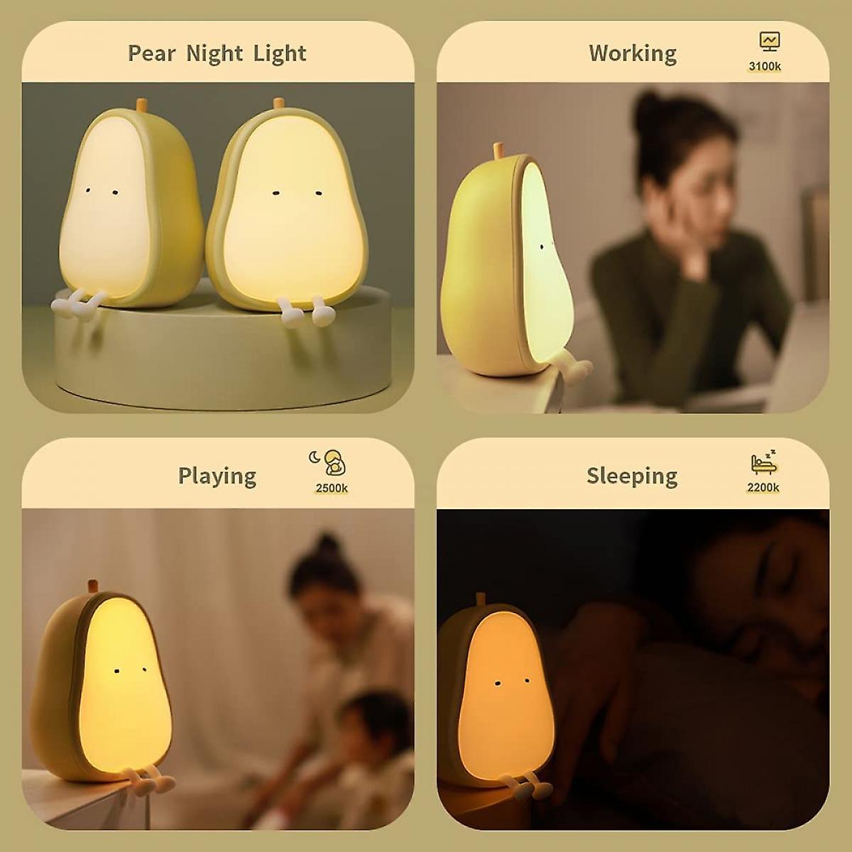 Ánh sáng ban đêm cho trẻ em Đèn sạc USB, Bpa miễn phí Abs+Silicone Bedside Light
