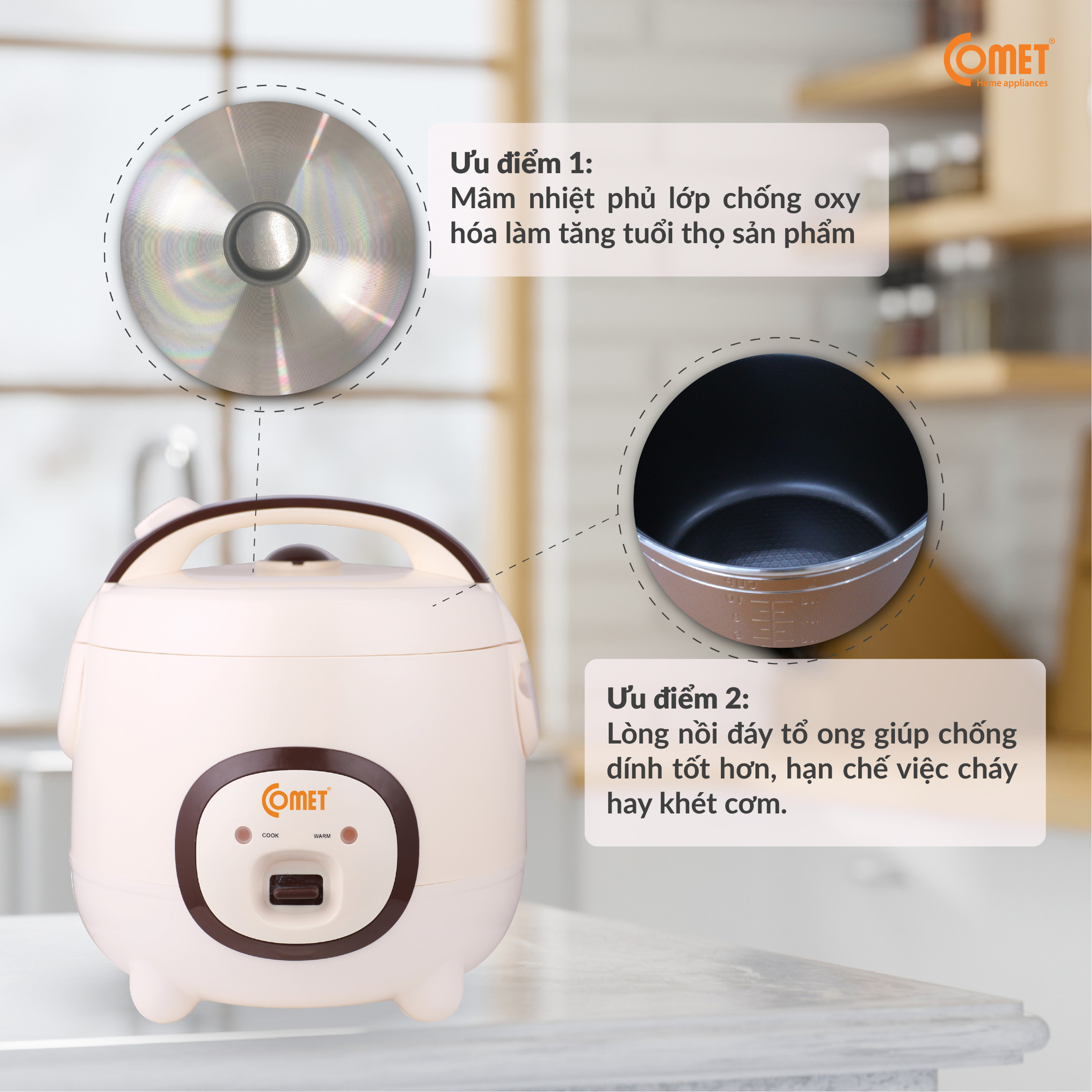 Nồi Cơm Điện Comet CM8007 - 1.8 lít