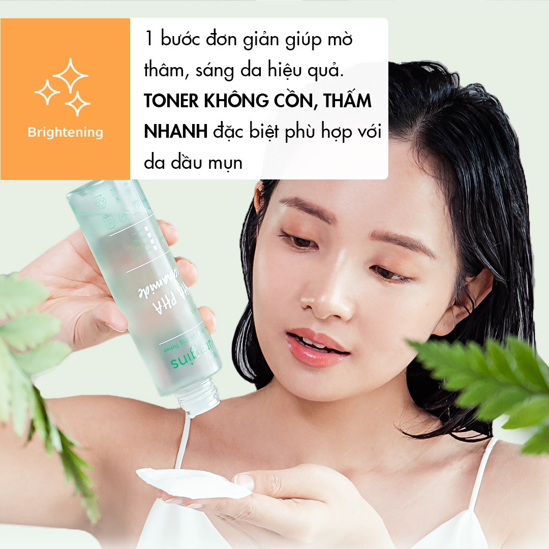 Nước hoa hồng sáng da, ngừa mụn AHA PHA The Auragins Gentle Brightening Toner 150ml