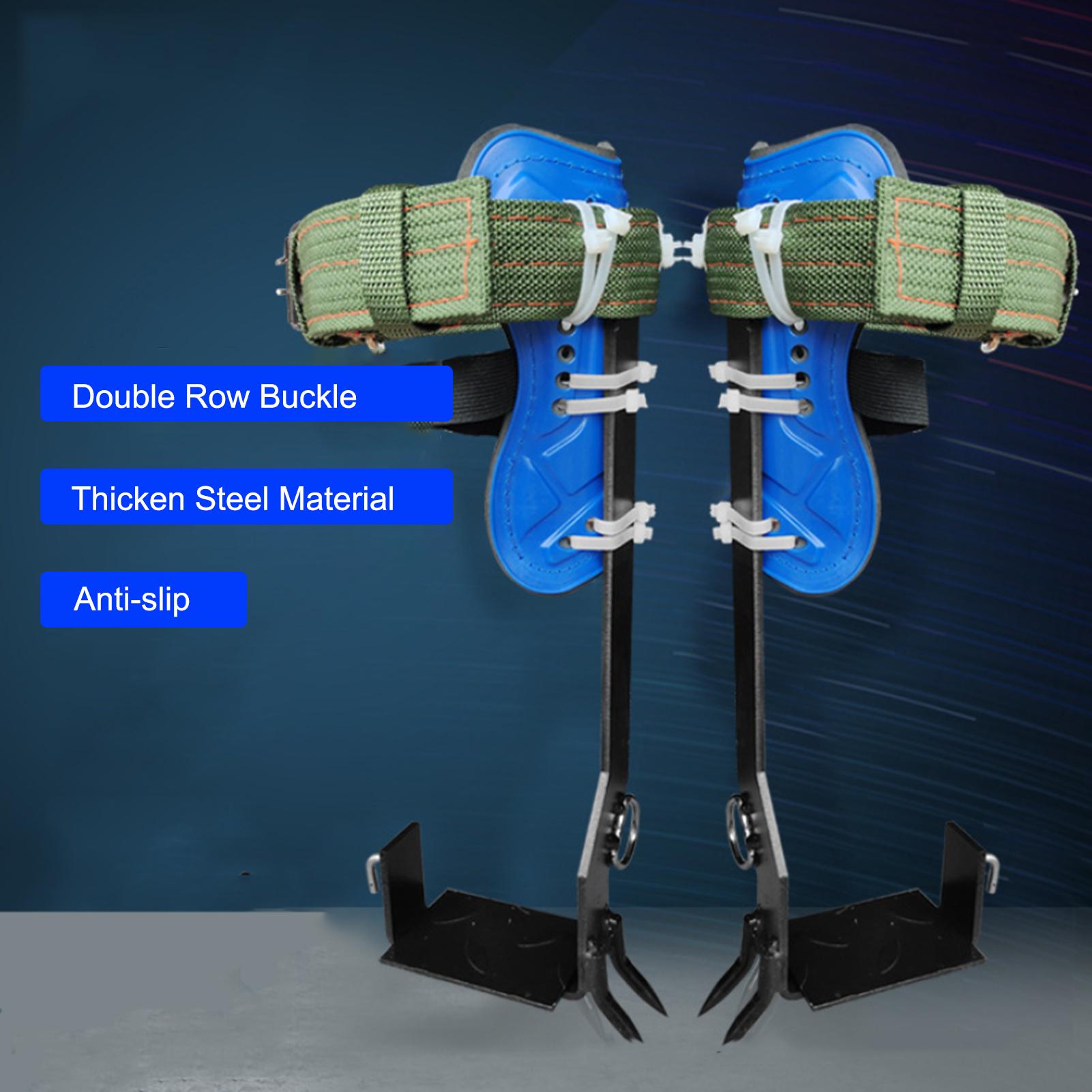 2 Gears Tree Climbing Spikes Set Adjustable Safety Belt Straps Rope Stainless Steel Tree Pole Climbing Shoes Tool