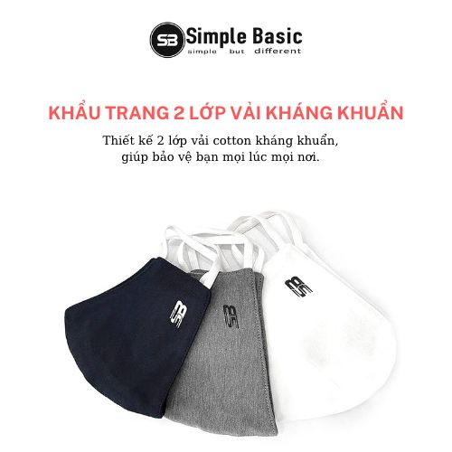 Khẩu trang vải 2 lớp kháng khuẩn, có thể tải sử dụng, bảo vệ đường hô hấp, nhiều màu lựa chọn, giá rẻ