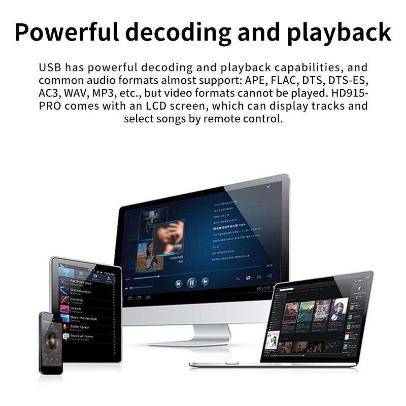HD915PRO 5.1CH Bộ giải mã âm thanh HD Bộ thu Bluetooth 5.0 Dolby Atmos DTS AC3 Bộ chuyển đổi 4K3D tương thích HDMi2.0 SPDIF ARC PCUSB DAC