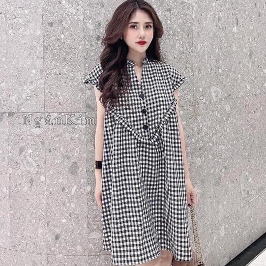 Váy bầu thiết kế nhún bèo tiểu thư sang chảnh