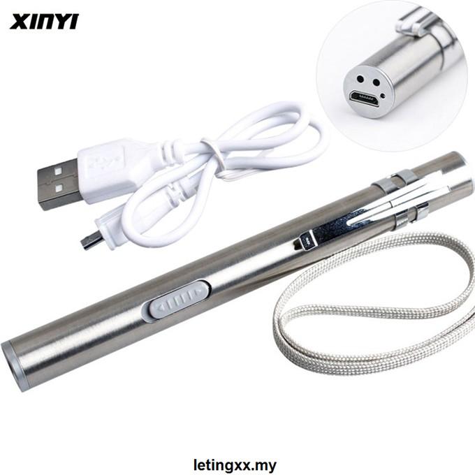 Đèn Pin Led Mini Xml Chống Thấm Nước Sạc Usb Có Kẹp Kim Loại Chất Lượng Cao