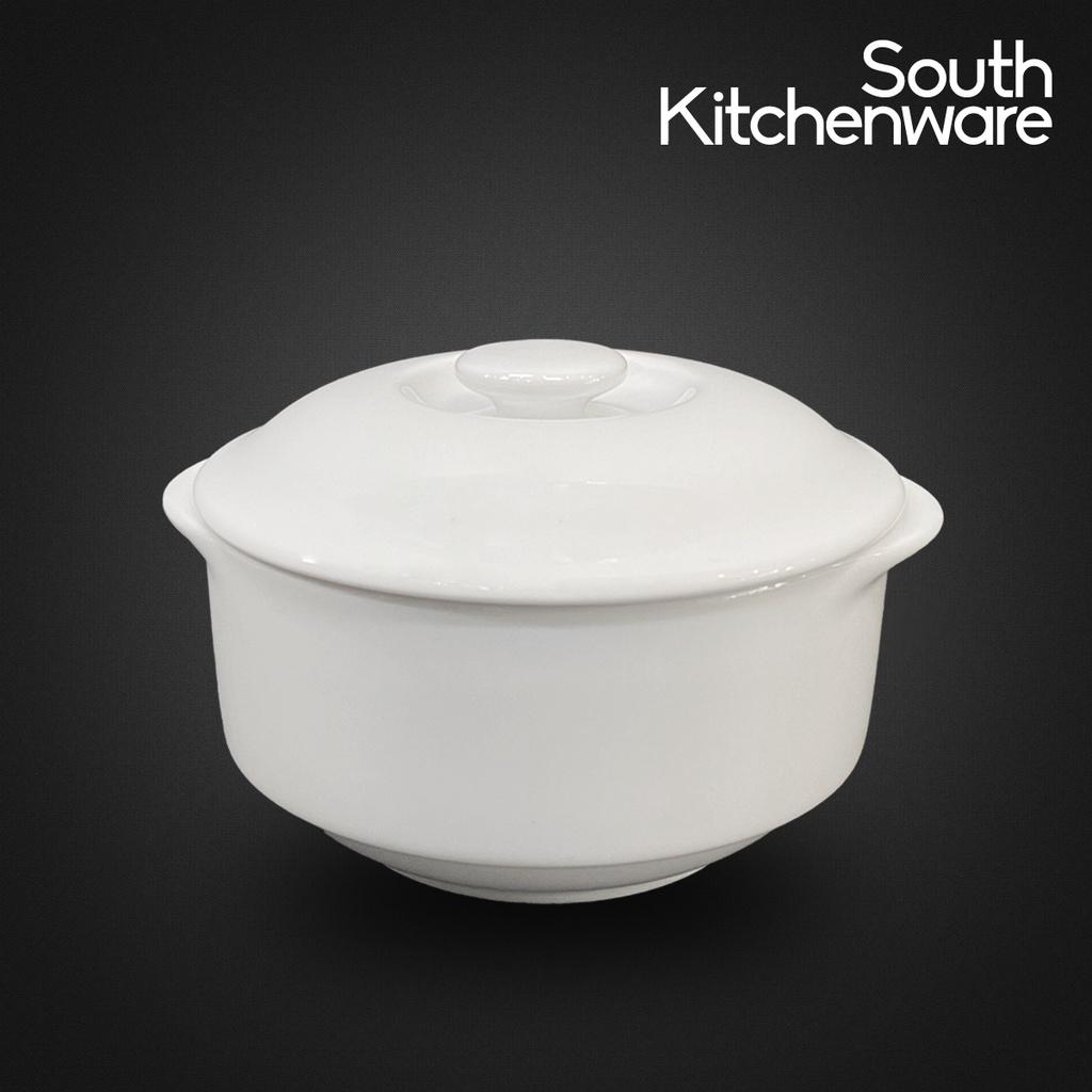 Thố cá nhân + nắp chất liệu sứ tráng men cao cấp, trang nhã Jasmine Trắng Minh Long 9.7cm