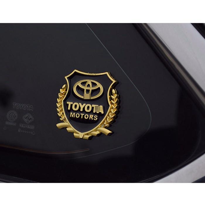 Bộ 2 Logo bông lúa nổi Toyota dán trang trí Ngoại thất ô tô
