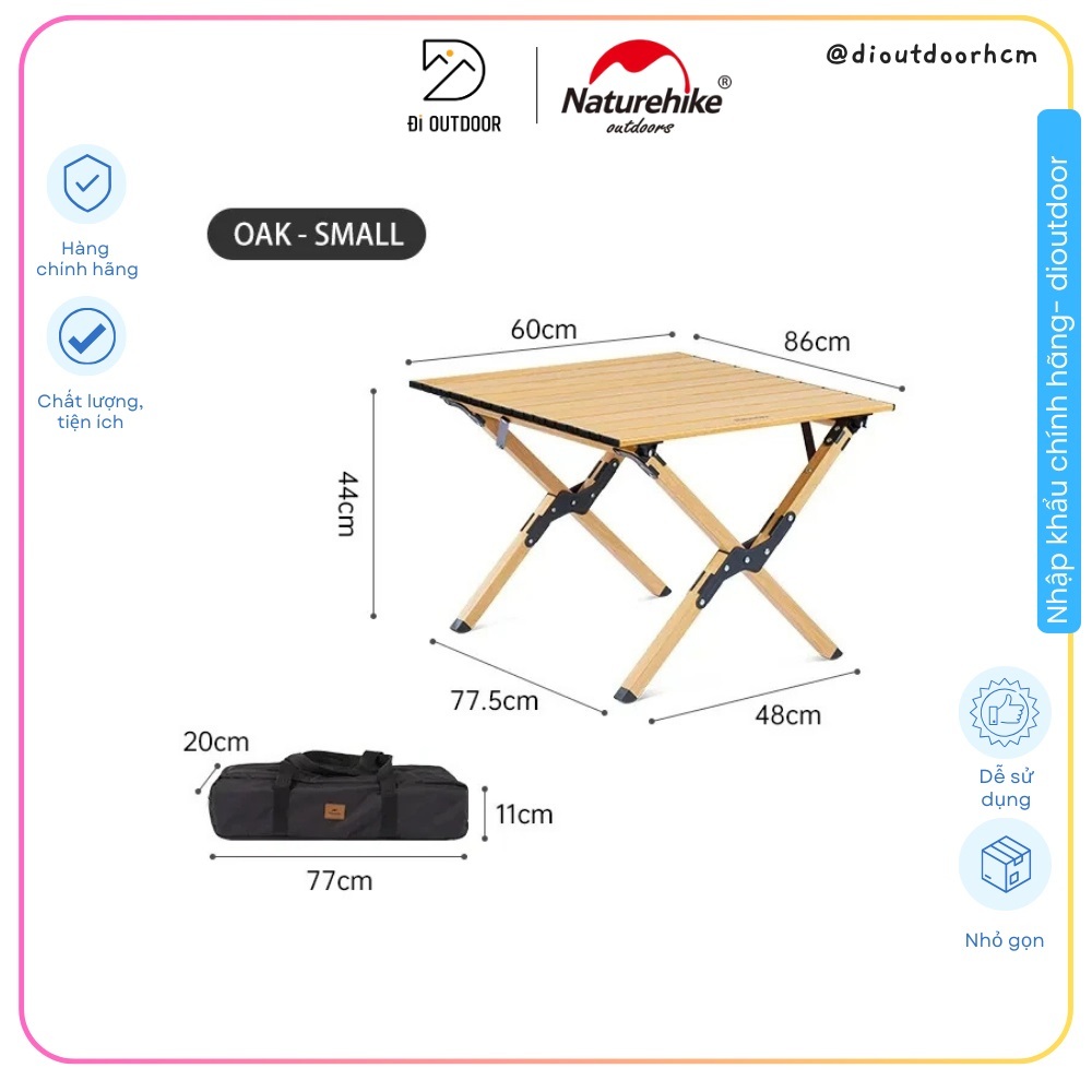 Bàn Xếp Gọn Dã Ngoại Naturehike CNK2300JU010 Bàn Nhôm Vân Gỗ Size S- Size M- Size L