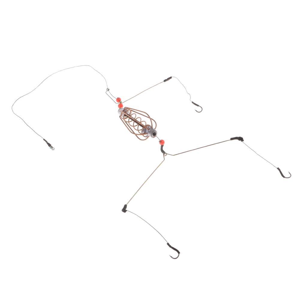 Fishing Feeder Basket Holder Fishing Bait Cage with Line Hooks Sinker 20g