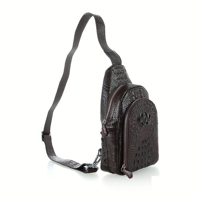 Túi đeo trước nam da cá sấu Huy Hoàng màu nâu đất HC6286