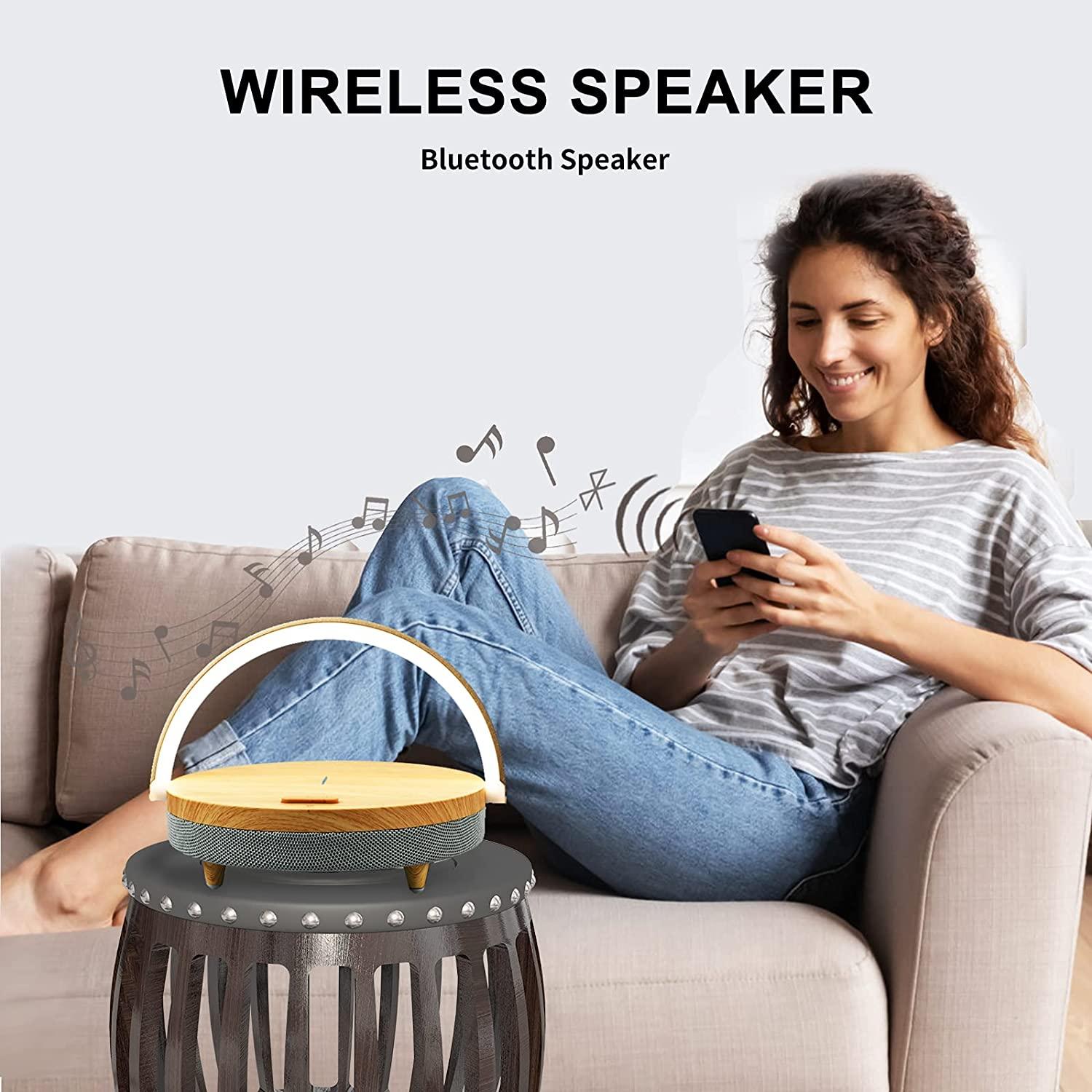 S21 Pro Loa Bluetooth Gỗ Sạc Không Dây Đèn LED Cao Cấp 15W Sạc Nhanh Cho iPhone 14 Cảm Ứng Dễ Dàng sạc Không Dây Color: White