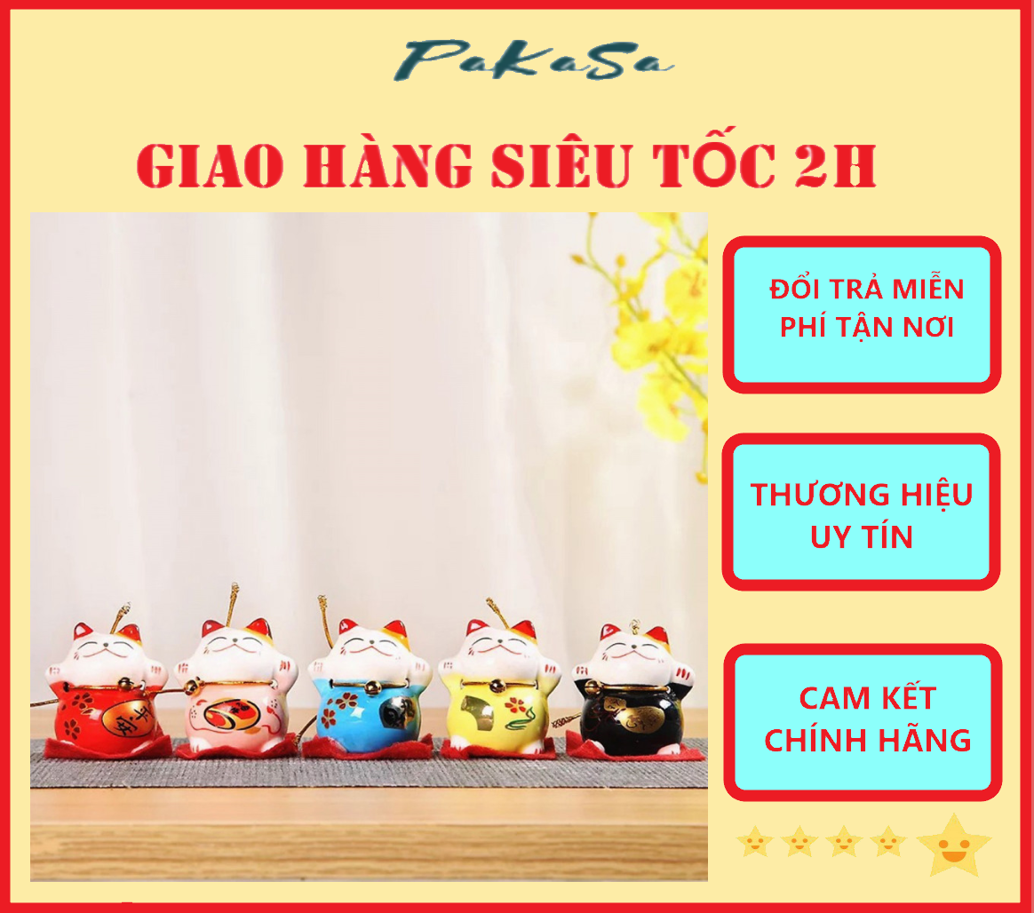 Bộ Tượng 5 Chú Mèo Thần Tài May Mắn Và Bình An PaKaSa - Hàng Chuẩn Loại 1- Hàng Chính Hãng