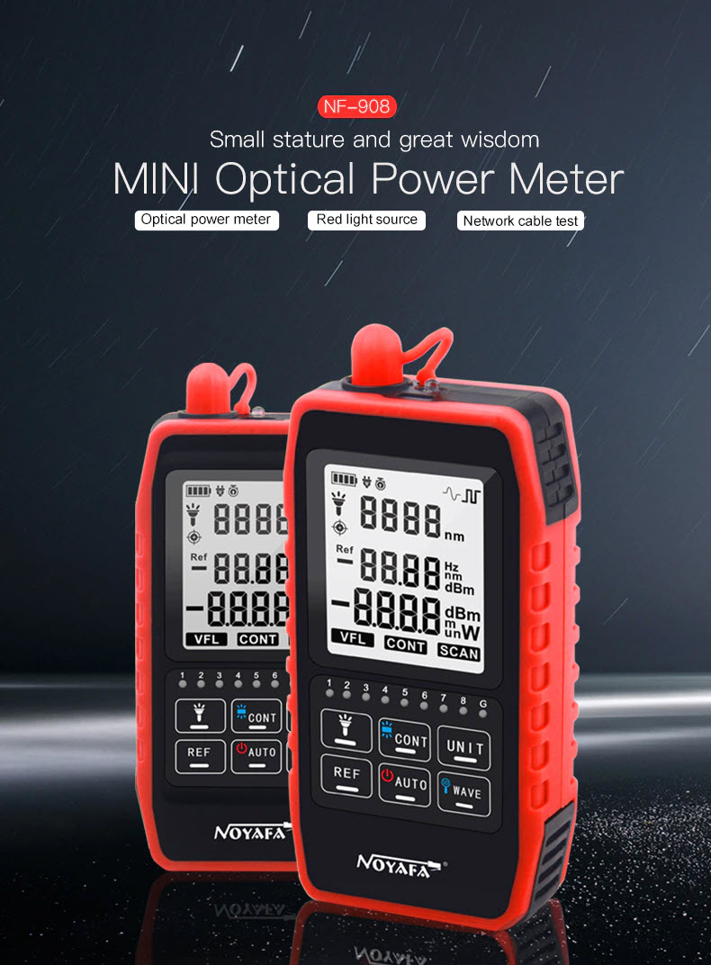 Máy Đo Công Suất Quang Và Test Cáp Mạng NOYAFA NF-908 (Dùng Pin Sạc) - Hàng Chính Hãng. NOYAFA NF-908 Multifunction Optical Power Meter Visual Fault Locator Network Cable Test Optical Fiber Tester