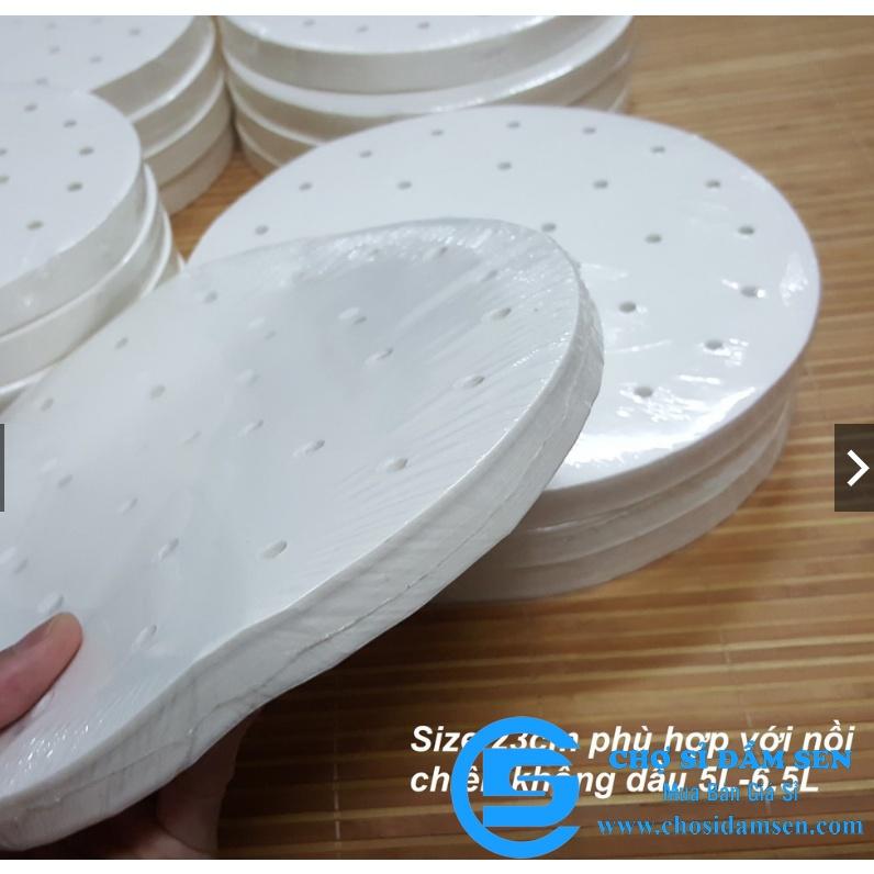 Giấy Nến Đục Lỗ, Tròn, Chống Dính Cho Nồi Chiên Không Dầu, Lót Xửng Hấp Size 23cm Tiện Lợi G246-GiayNen-23cm