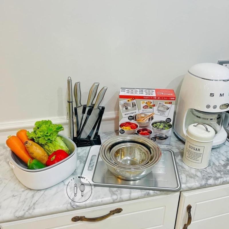 Set 5 bát inox cao cấp chia vạch