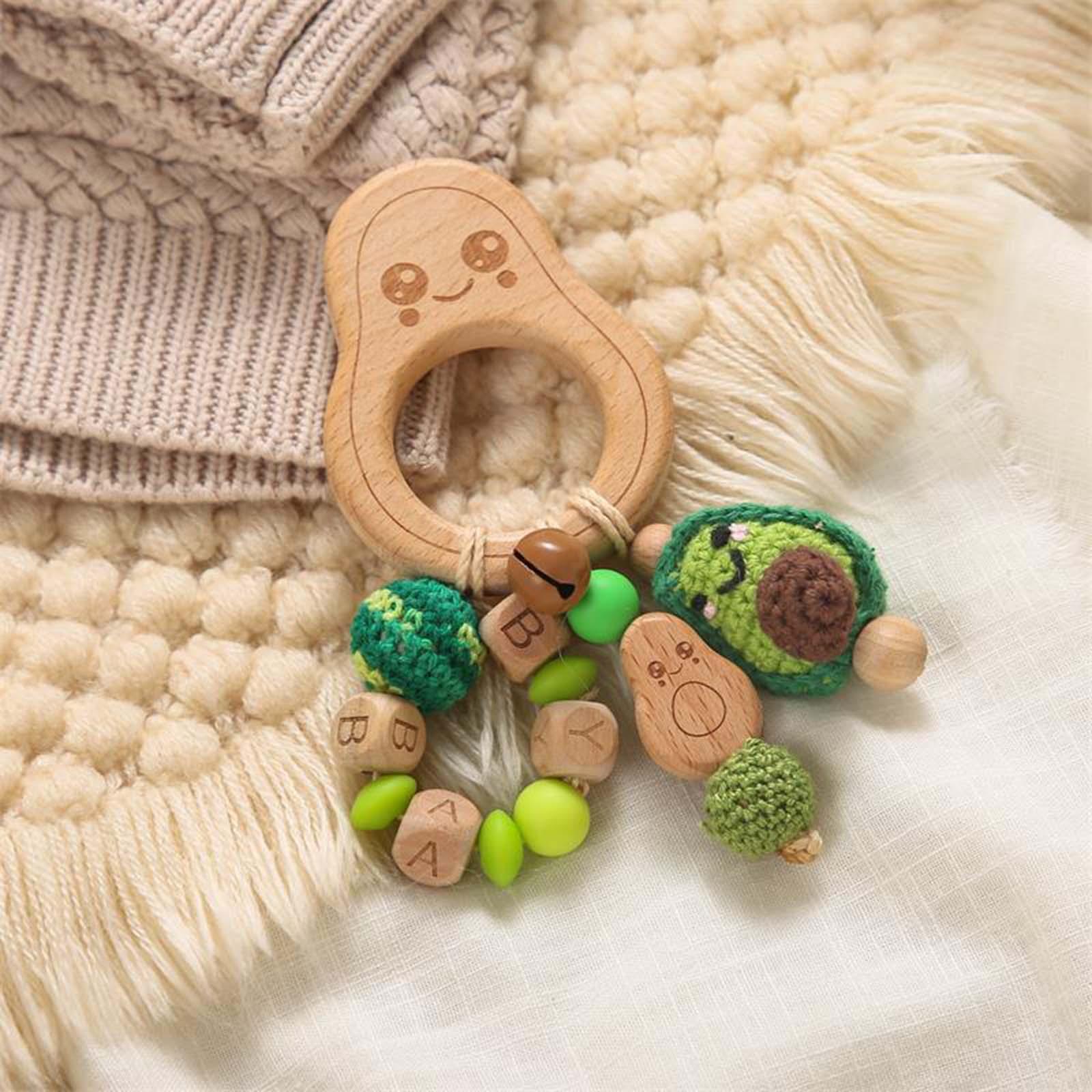 Wooden Baby Rattle Toy Music Rattle Teething Toys for Girls Boys Gifts