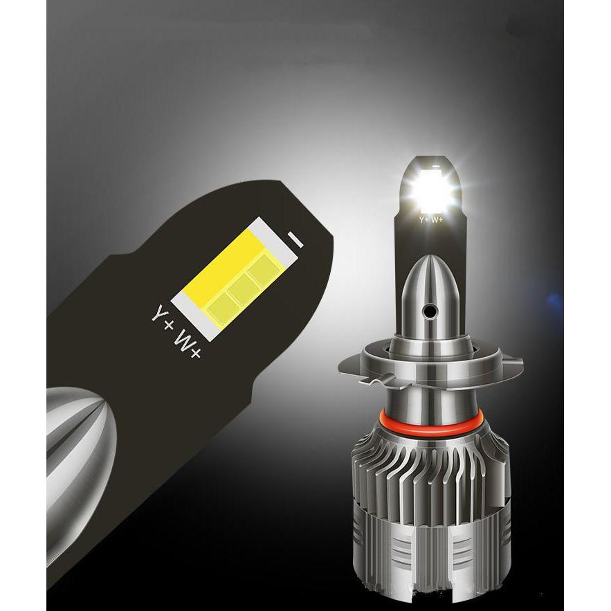 Bộ 2 bóng đèn LED 55w H4 Đổi Nhiệt Màu đá Pha Flash 9v-12v -Sky