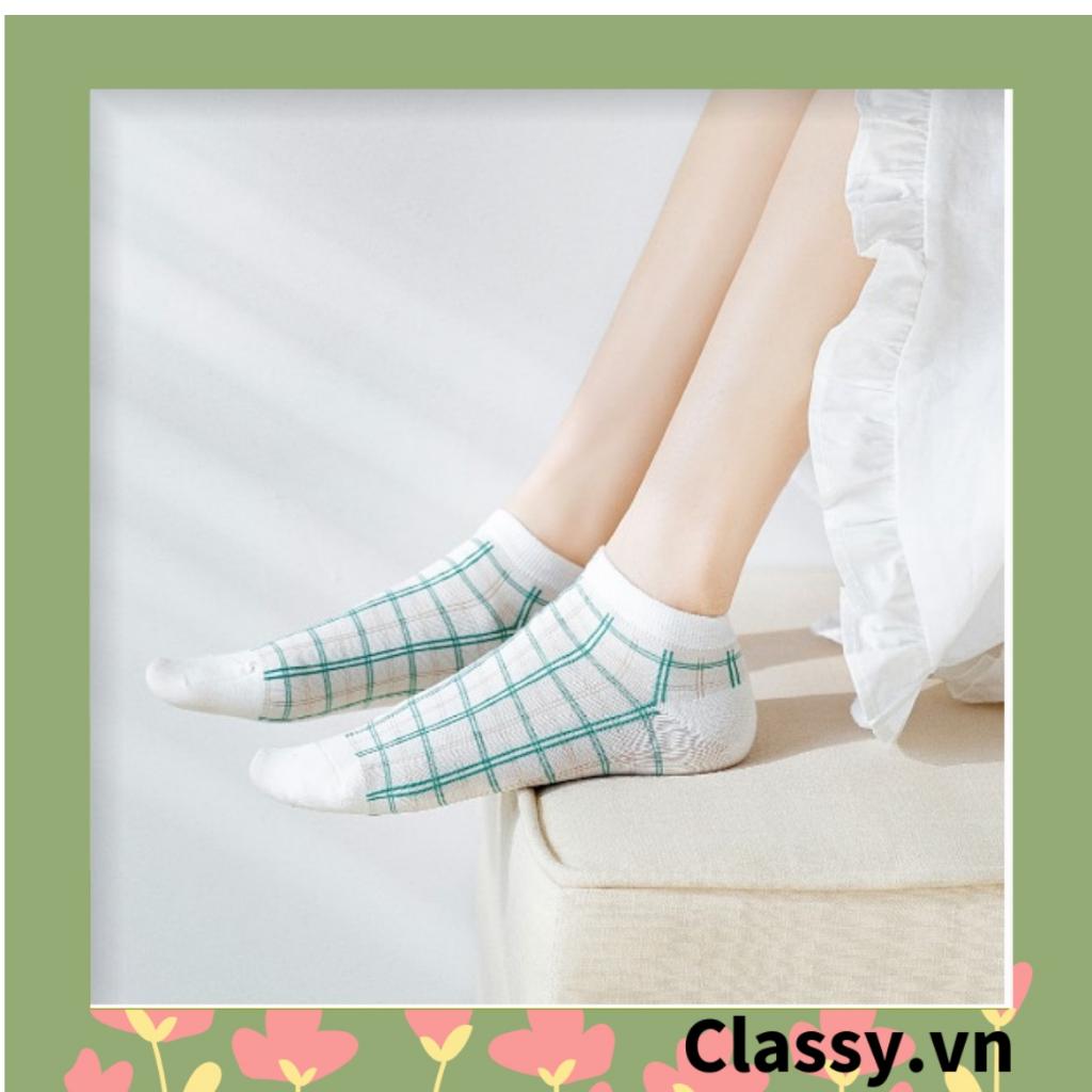 Tất cổ ngắn, vớ cổ ngắn dệt kim Classy nhiều họa tiết tông xanh pastel xinh xắn Hàn Quốc G1433