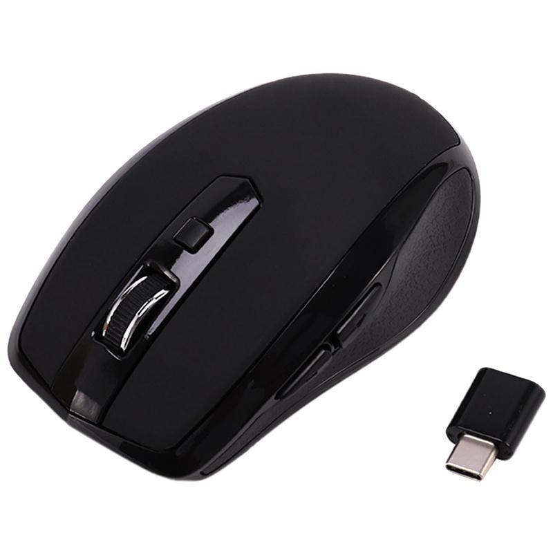 Chuột Không Dây Type-C 2.4Ghz Với Đầu Nhận Usb C Cho Macbook Pro Và Chromebook Màu Đen