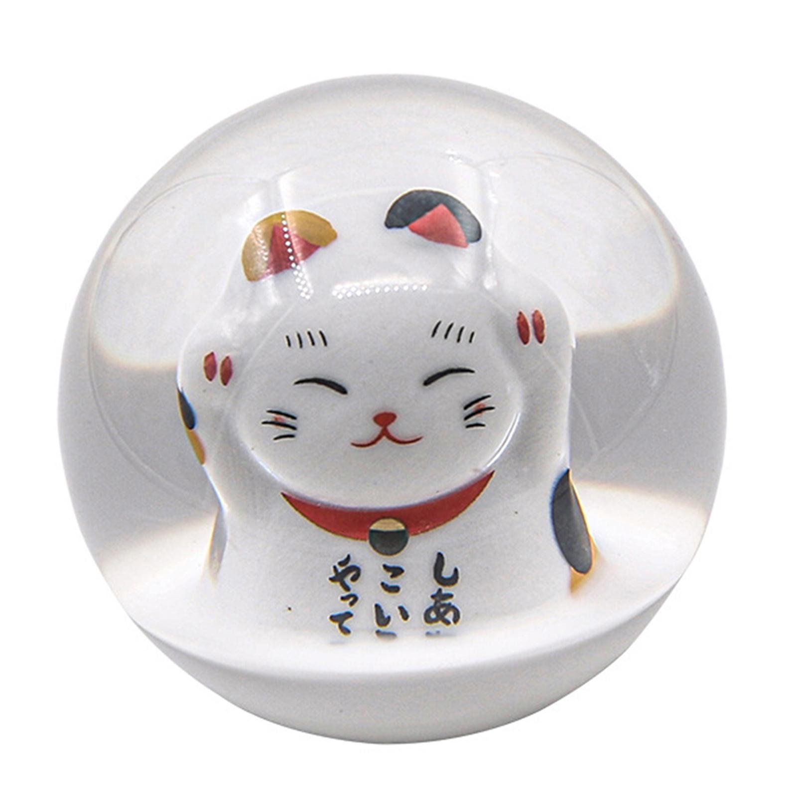 Cute Fortune Lucky Cat 70MM Round Ball Gear  Knob with Adapters JDM M10X1.25