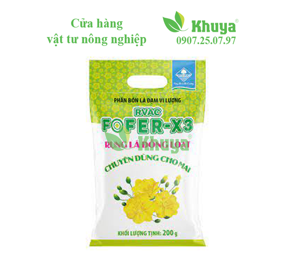 Phân bón lá RVAC Fofer X3 Rụng Lá Mai 200gr Chuyên Dùng Cho Mai