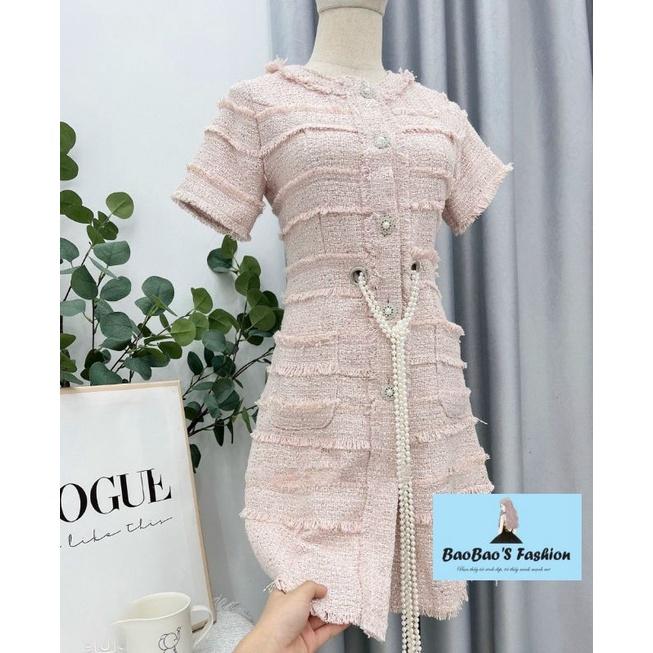 Đầm dạ hồng cách điệu siêu hot