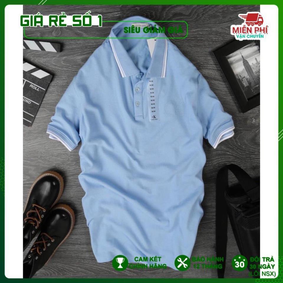 Áo thun Polo nam cổ bẻ họa tiết bo viền 100% chất Cotton thoáng mát, không nhăn Basic