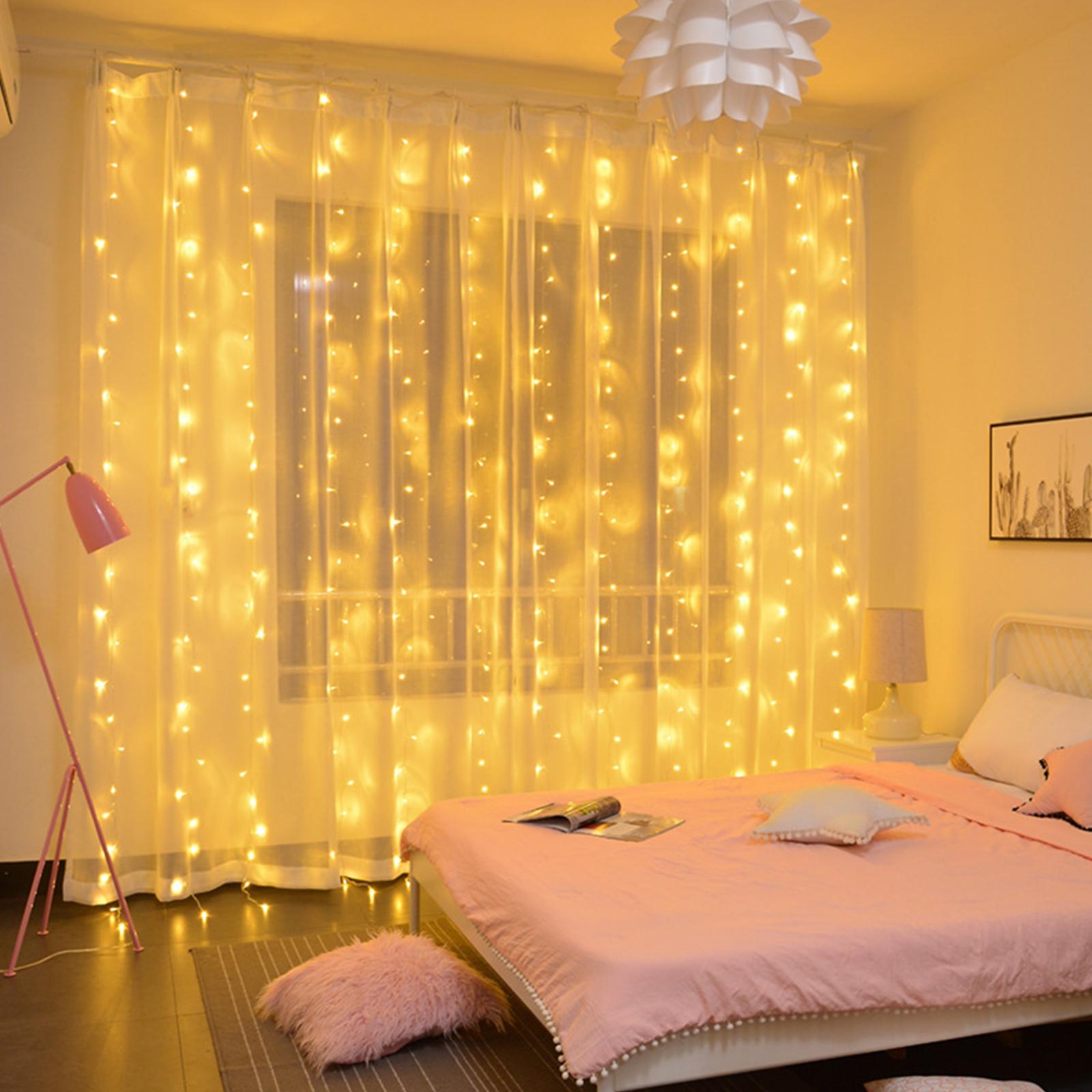 Dây Đèn Led Rèm Màng 100 Leds Với 8 Chế Độ Sáng