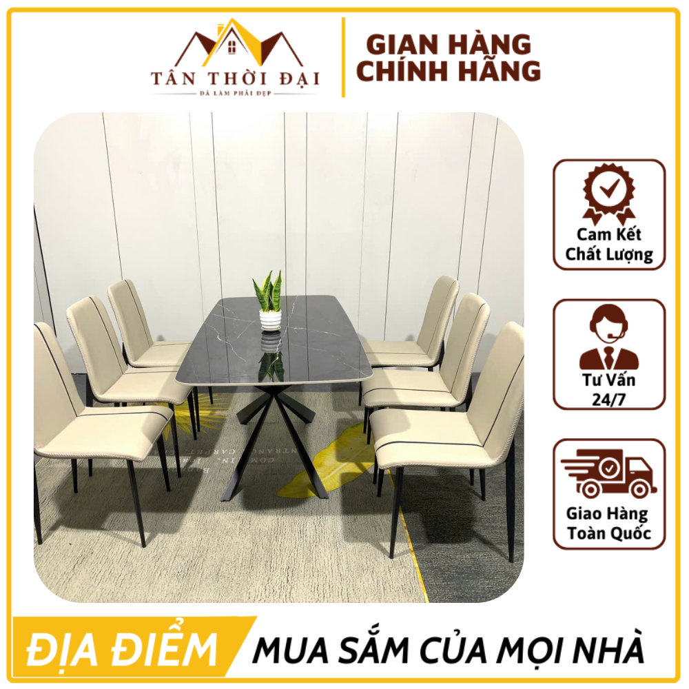 Bàn Ăn Chân Sắt Sơn Tĩnh Điện Kích Thước 80x160cm, Cho Không Gian Thêm Sang Trọng - Tổng Kho Nội Thất Tân Thời Đại
