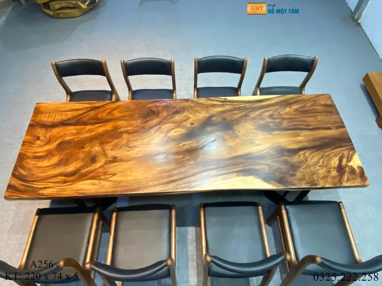 Bàn Làm Việc Gỗ Me Tây, Bàn Ăn Gỗ Me Tây, Bàn Gỗ Me Tây Nguyên Tấm Dài 2,2m Rộng 74cm Dày 5cm