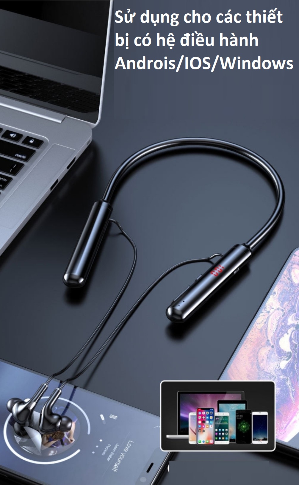 Tai Nghe Bluetooth S960 Mới Âm Thanh Nổi 9D Hifi, Tai Nghe Thể Thao Quàng Cổ, LED Hiển Thị Pin, Hỗ Trợ Khe Lắp Thẻ TF Chơi Nhạc