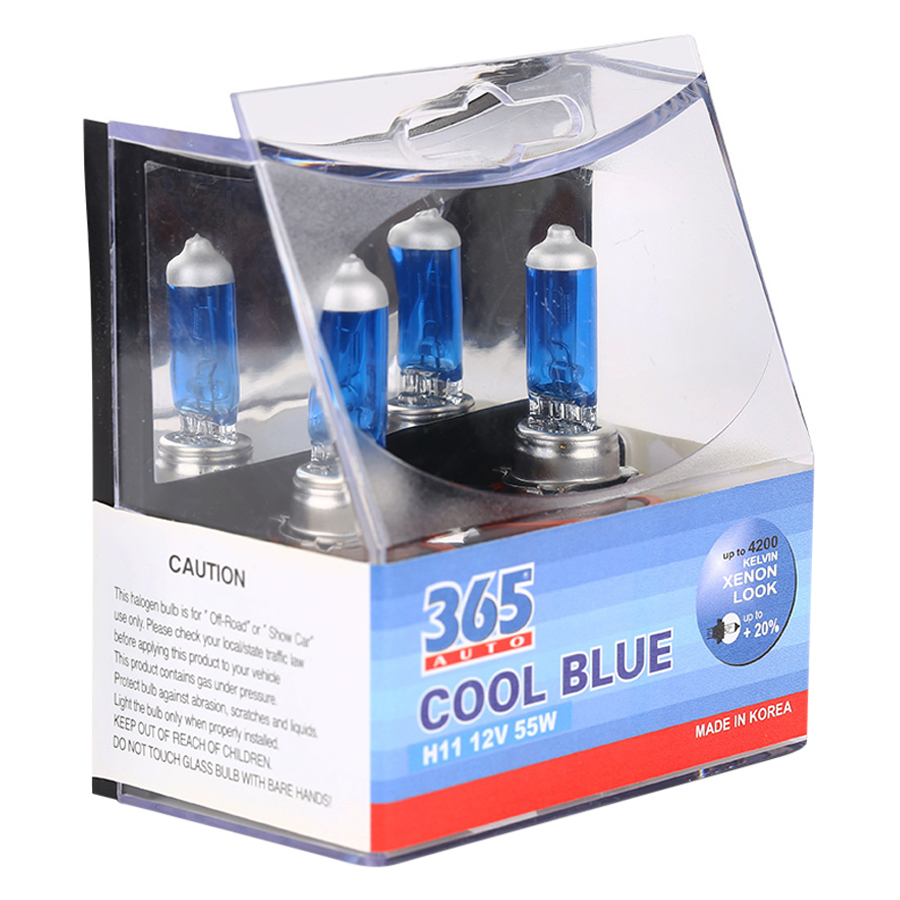 Bộ 2 Bóng Đèn Ô Tô 365-Auto H11 Coolblue (55W) - Xanh