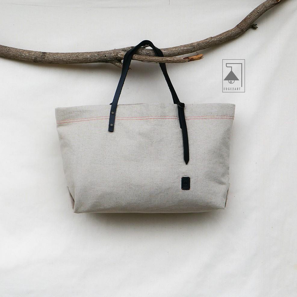 Túi Tote Vải Linen ZÍM ACTIVE - Quai Da Trâu - Kích thước 61 x 33 CM